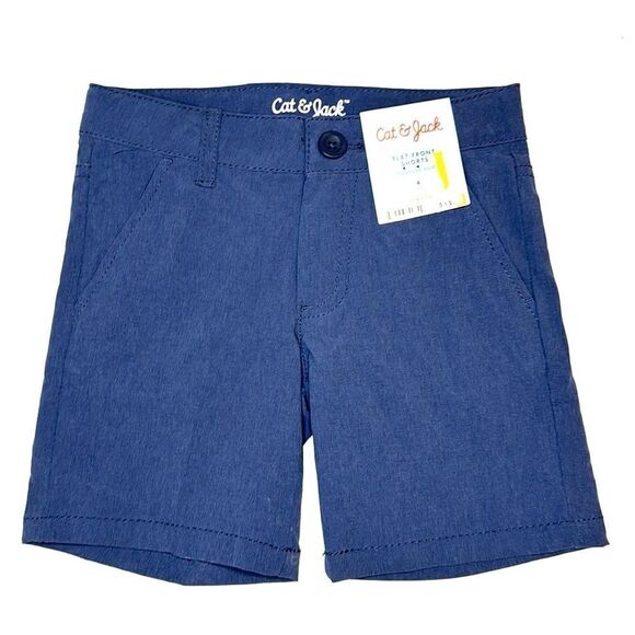 Cat & Jack Boys Navy Blue Flat-Front Shorts Size 4 - Picture 1 of 4